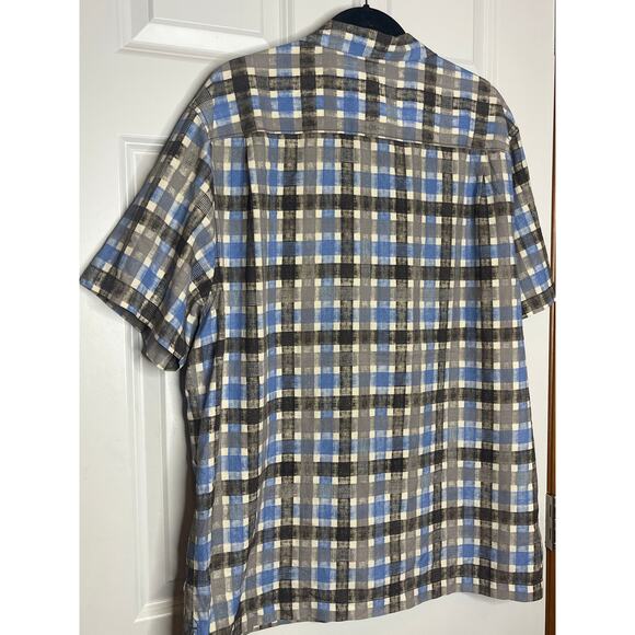 Tommy Bahama Blue Gray SILK Blend Short Sleeve Button Front Shirt XL - Picture 2 of 6